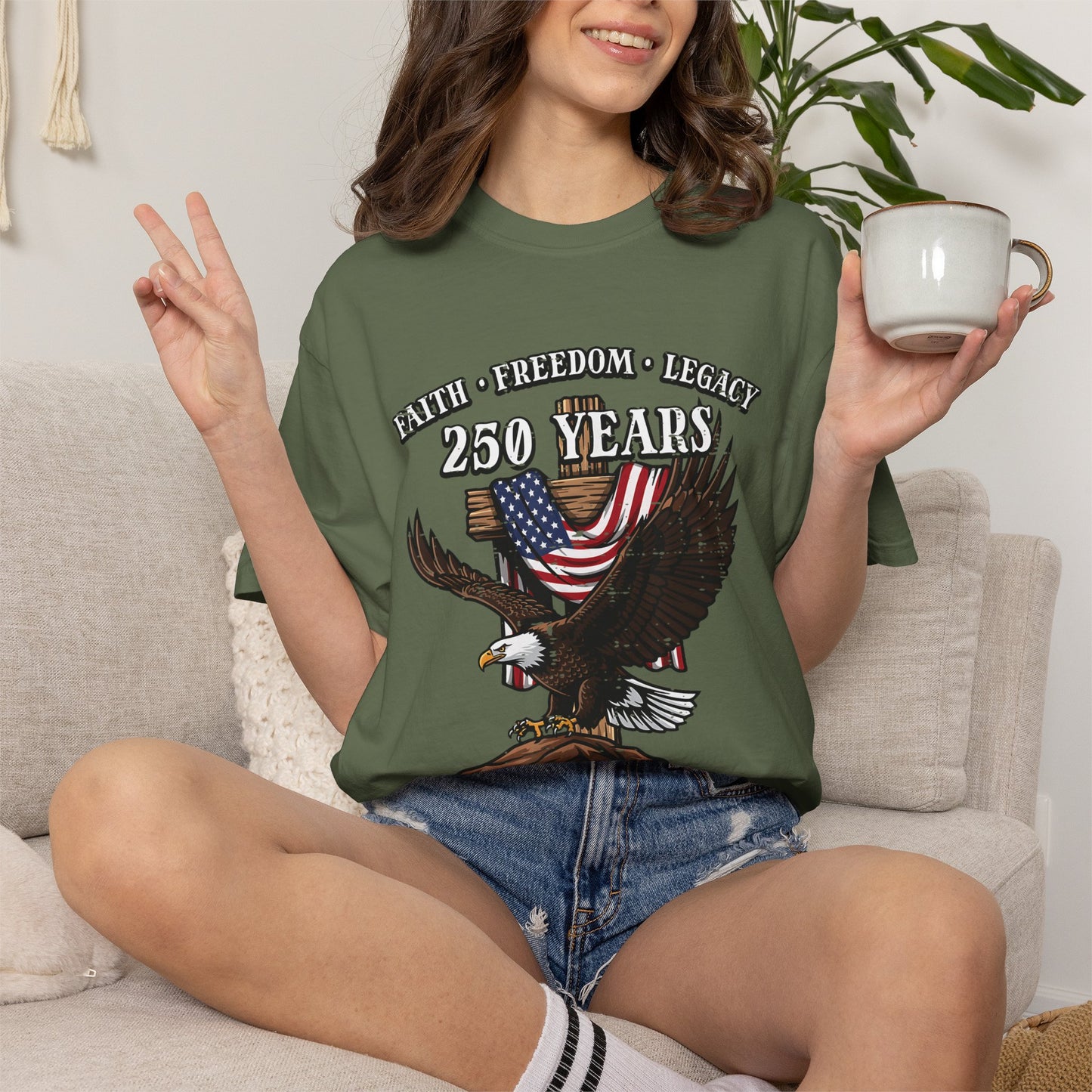 Patriotic Eagle T-Shirt — "250 Years" One Nation Under God (1776–2026)