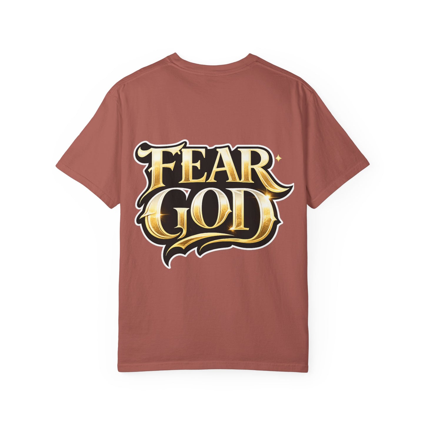 Fear God Graphic T-Shirt — Bold Gold Back Logo Christian Streetwear