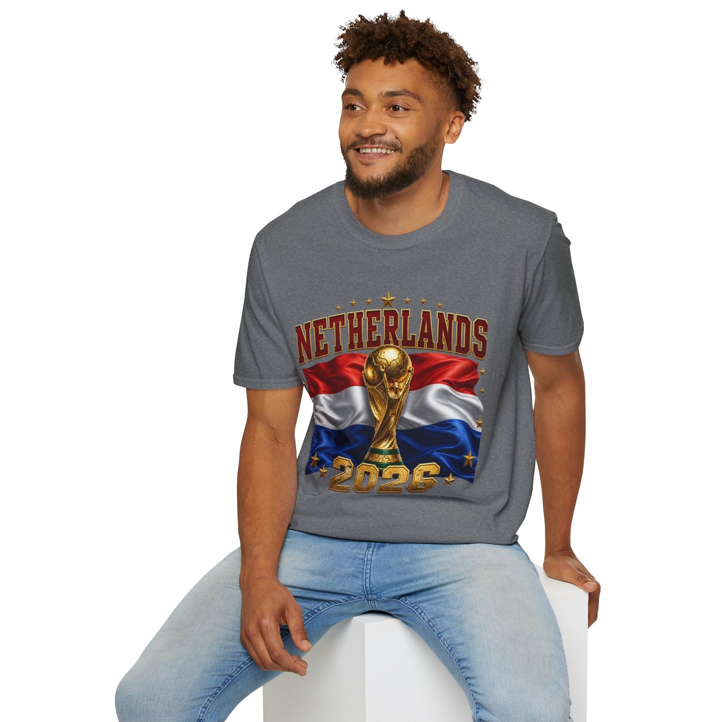 Netherlands 2026 World Cup T-Shirt — Dutch Flag & Trophy Football Tee