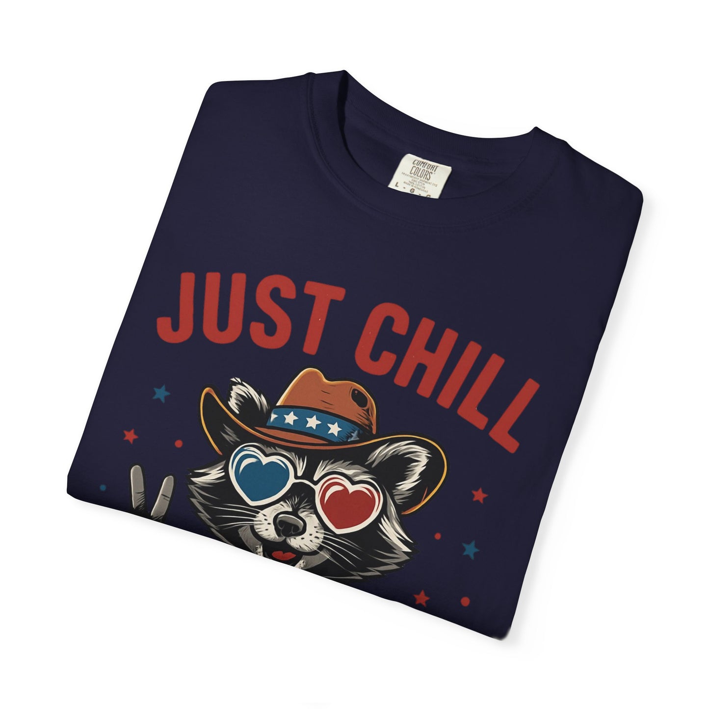 Fourth of July T-Shirt — "Just Chill The Fourth Out" Patriotic Raccoon Tee