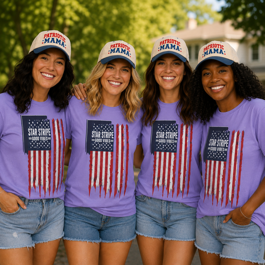 Patriotic "Star Stripe Good Vibes" T-Shirt