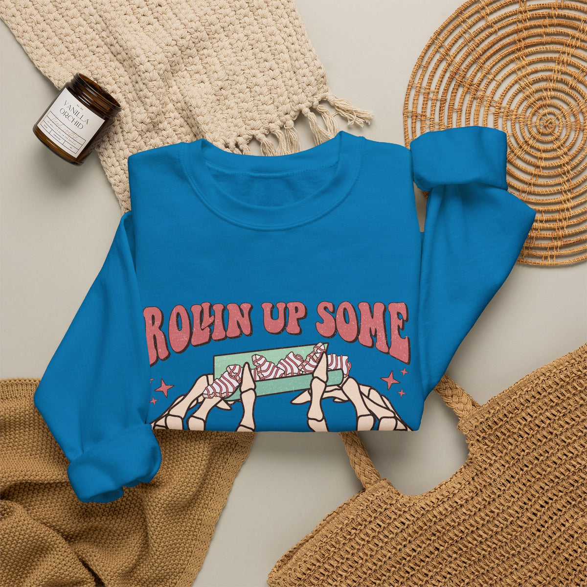 Christmas Spirit Sweatshirt — "Rollin Up Some Christmas Spirit" Holiday Crewneck
