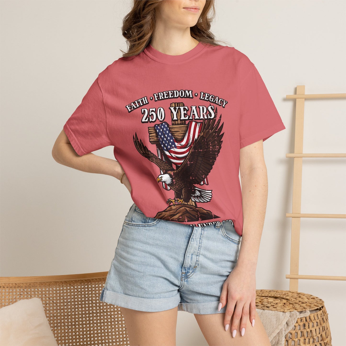 Patriotic Eagle T-Shirt — "250 Years" One Nation Under God (1776–2026)