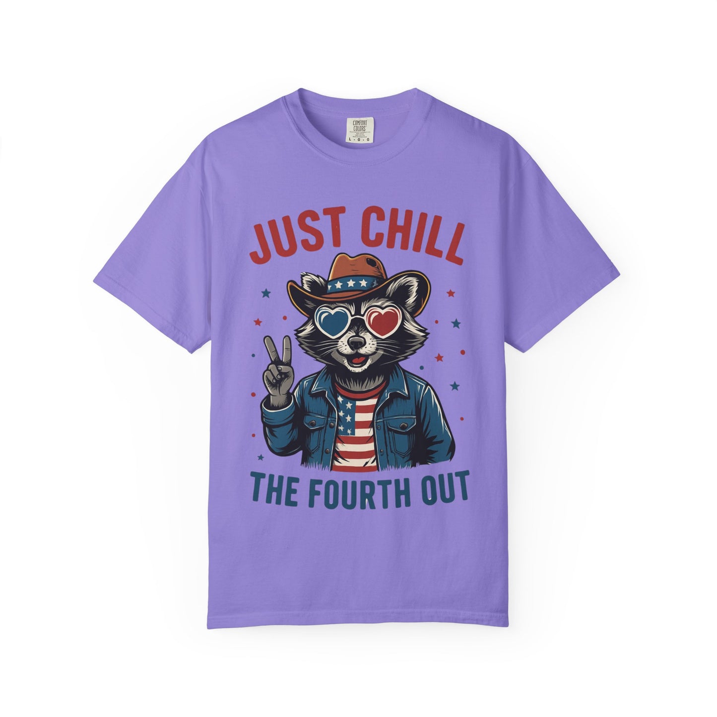 Fourth of July T-Shirt — "Just Chill The Fourth Out" Patriotic Raccoon Tee