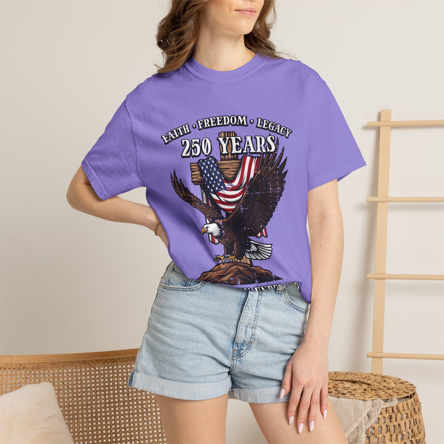 Patriotic Eagle T-Shirt — "250 Years" One Nation Under God (1776–2026)