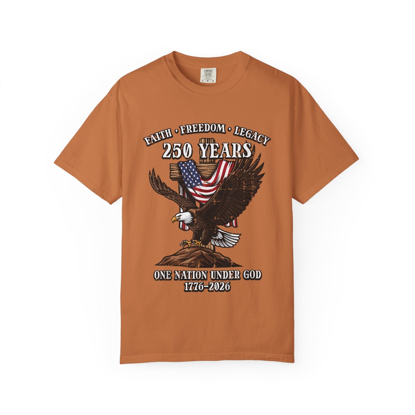 Patriotic Eagle T-Shirt — "250 Years" One Nation Under God (1776–2026)