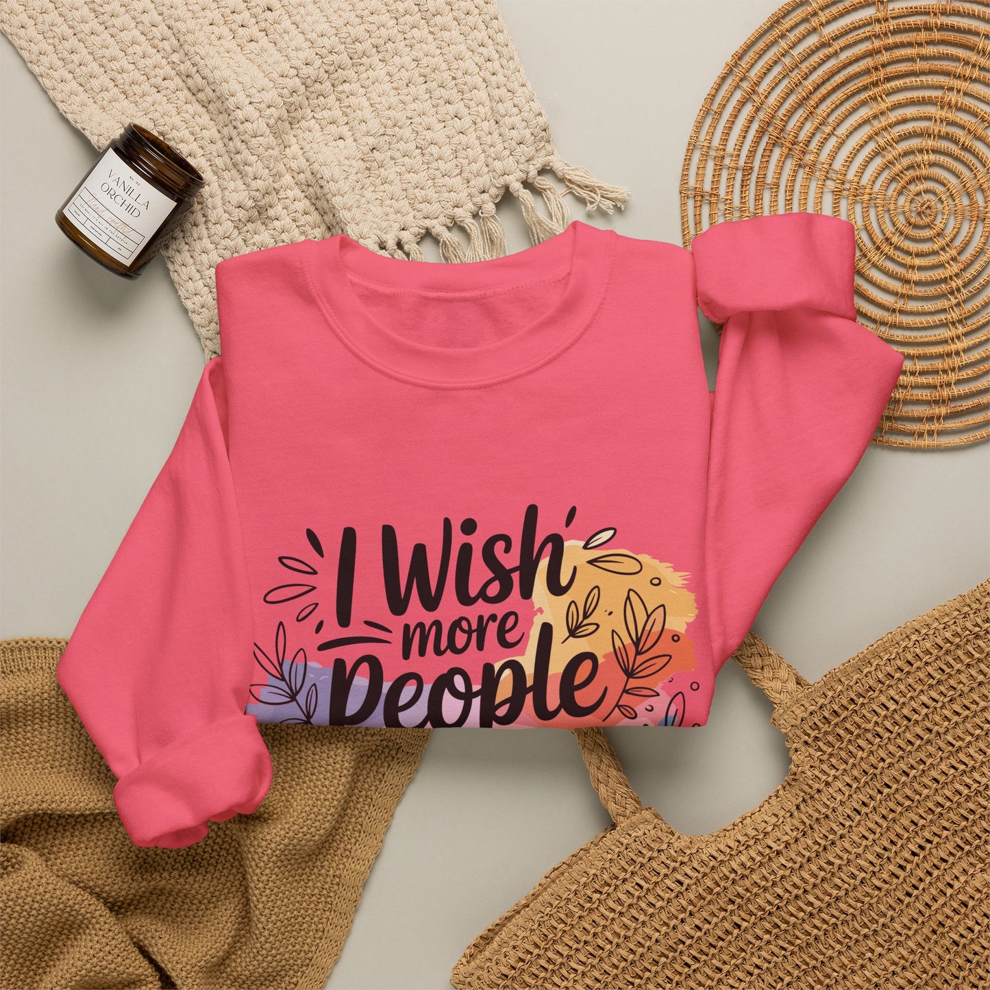 Crewneck Sweatshirt - "I Wish More People Were Fluent in Silence" Floral Graphic