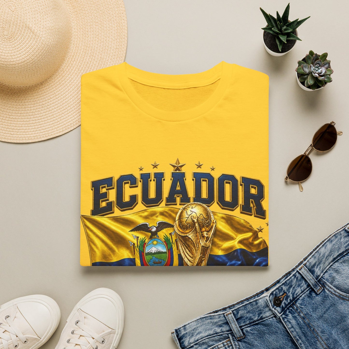 Ecuador 2026 World Cup T-Shirt — Ecuador Flag & Trophy Soccer Fan Tee