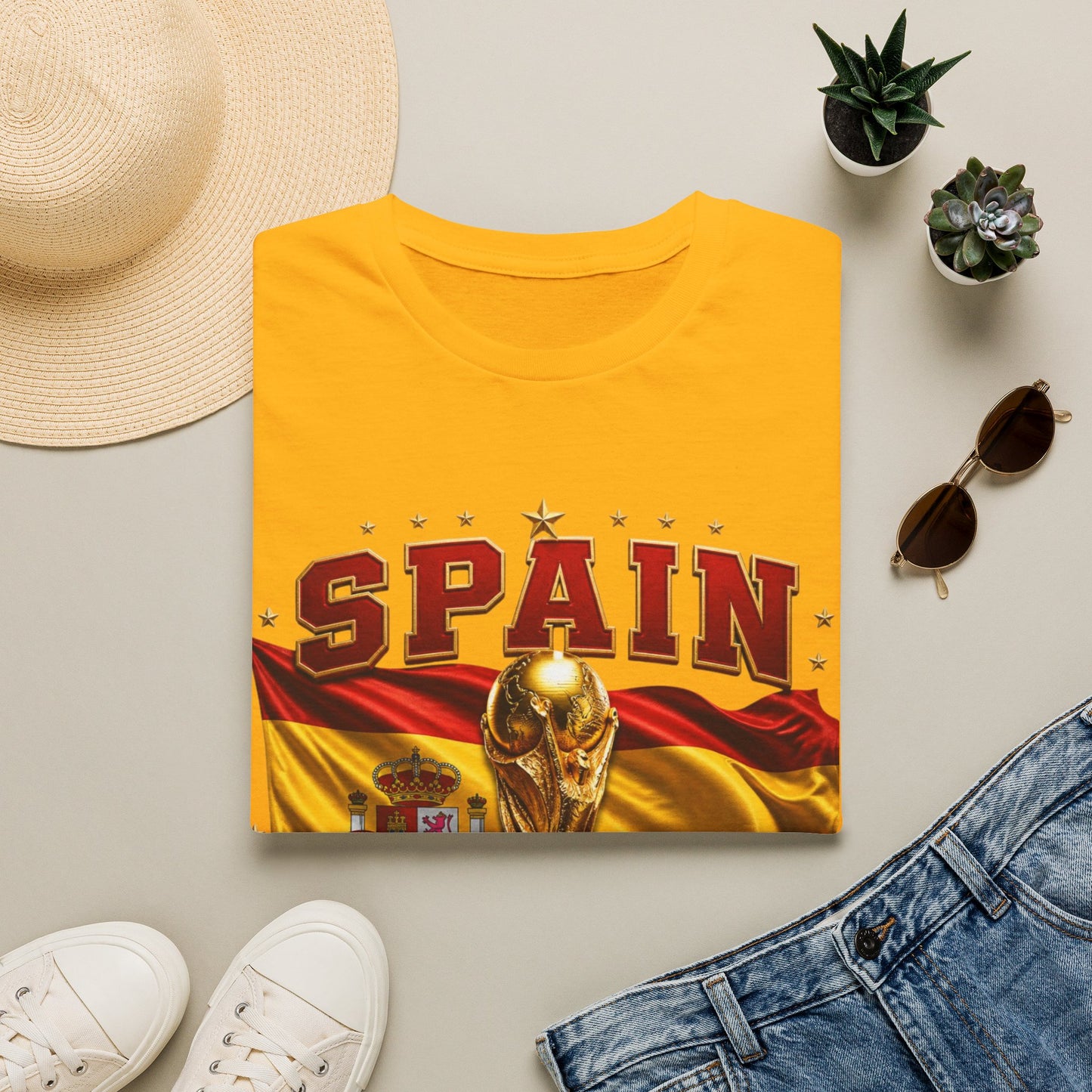Spain 2026 World Cup Tee — Spanish Flag & Trophy Soccer Shirt