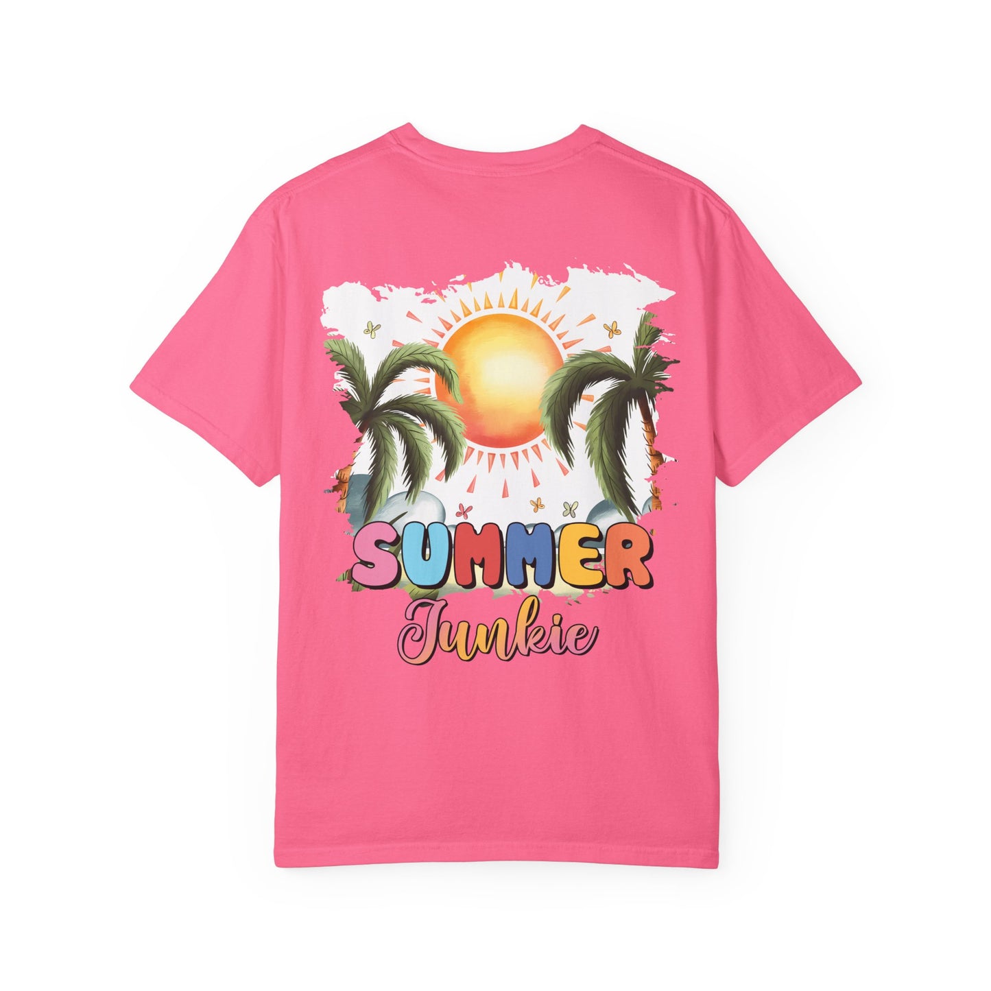 Floral Beach Vibes T-Shirt — Colorful Daisy & Palm Graphic Tee