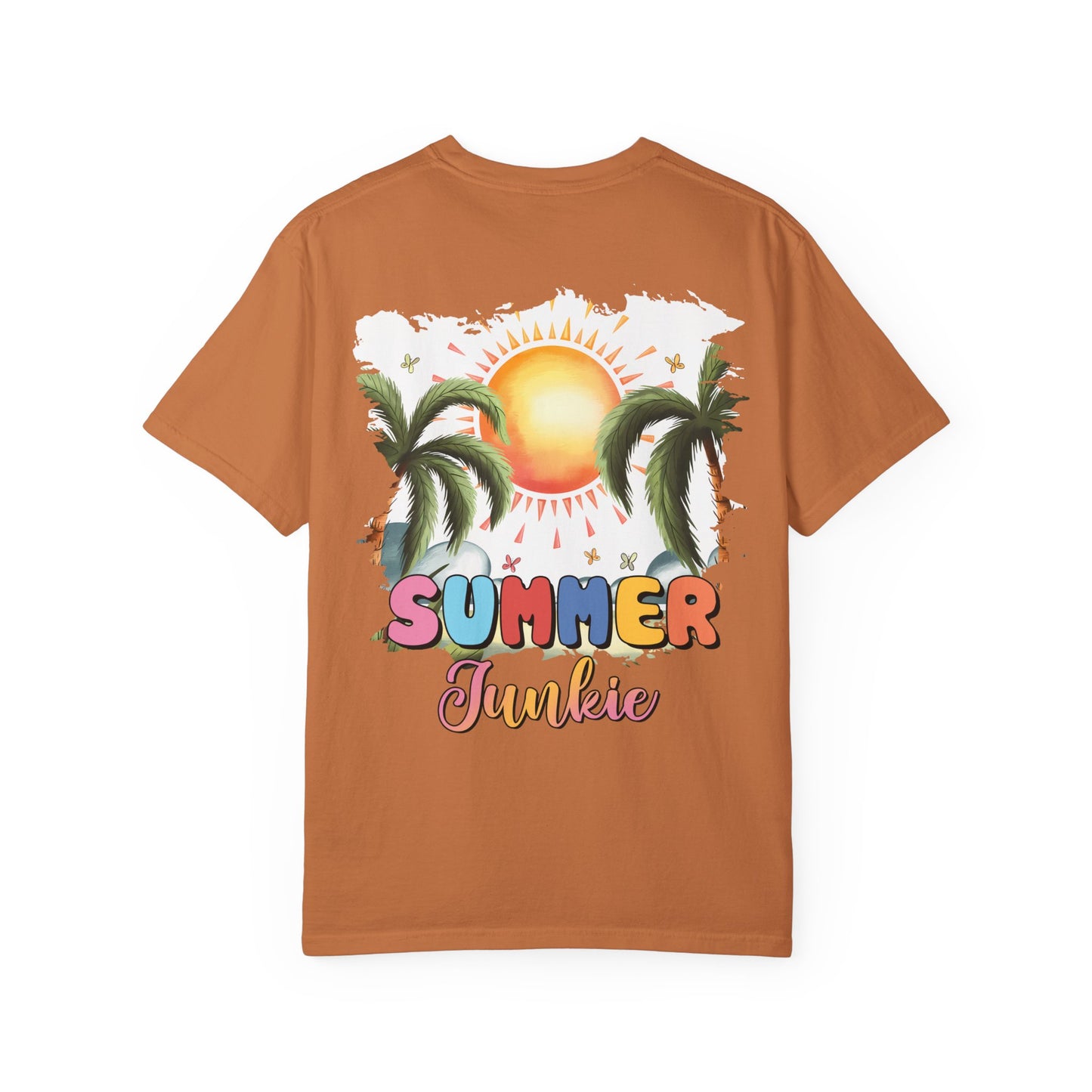 Floral Beach Vibes T-Shirt — Colorful Daisy & Palm Graphic Tee