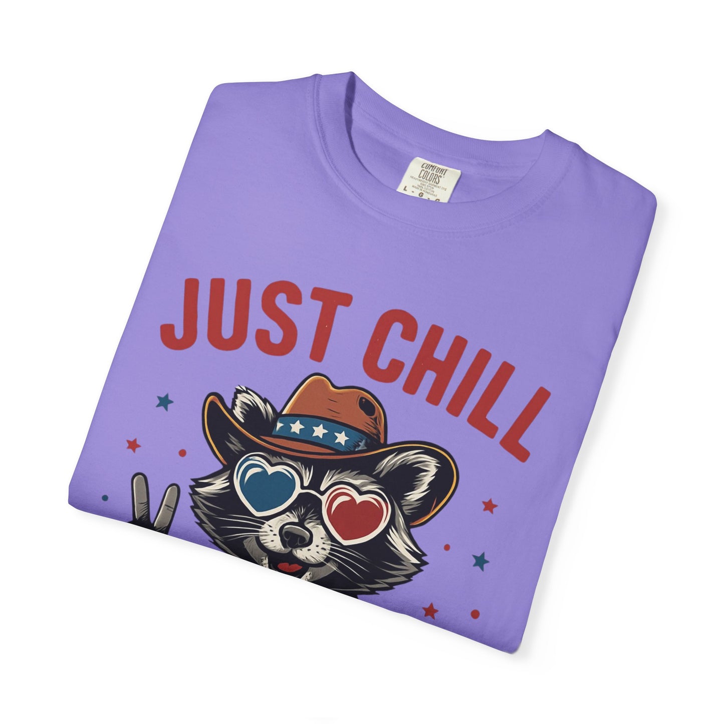 Fourth of July T-Shirt — "Just Chill The Fourth Out" Patriotic Raccoon Tee