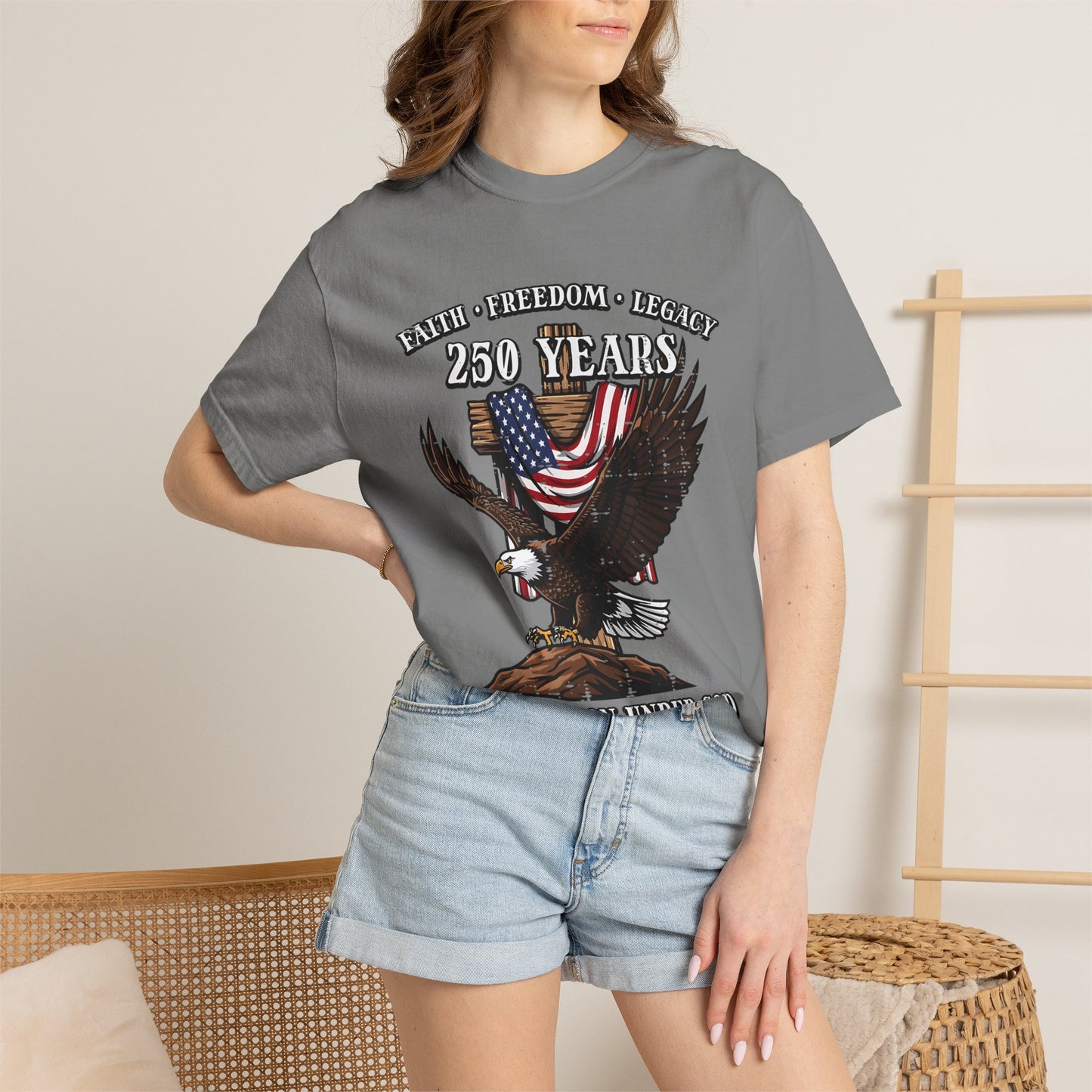 Patriotic Eagle T-Shirt — "250 Years" One Nation Under God (1776–2026)