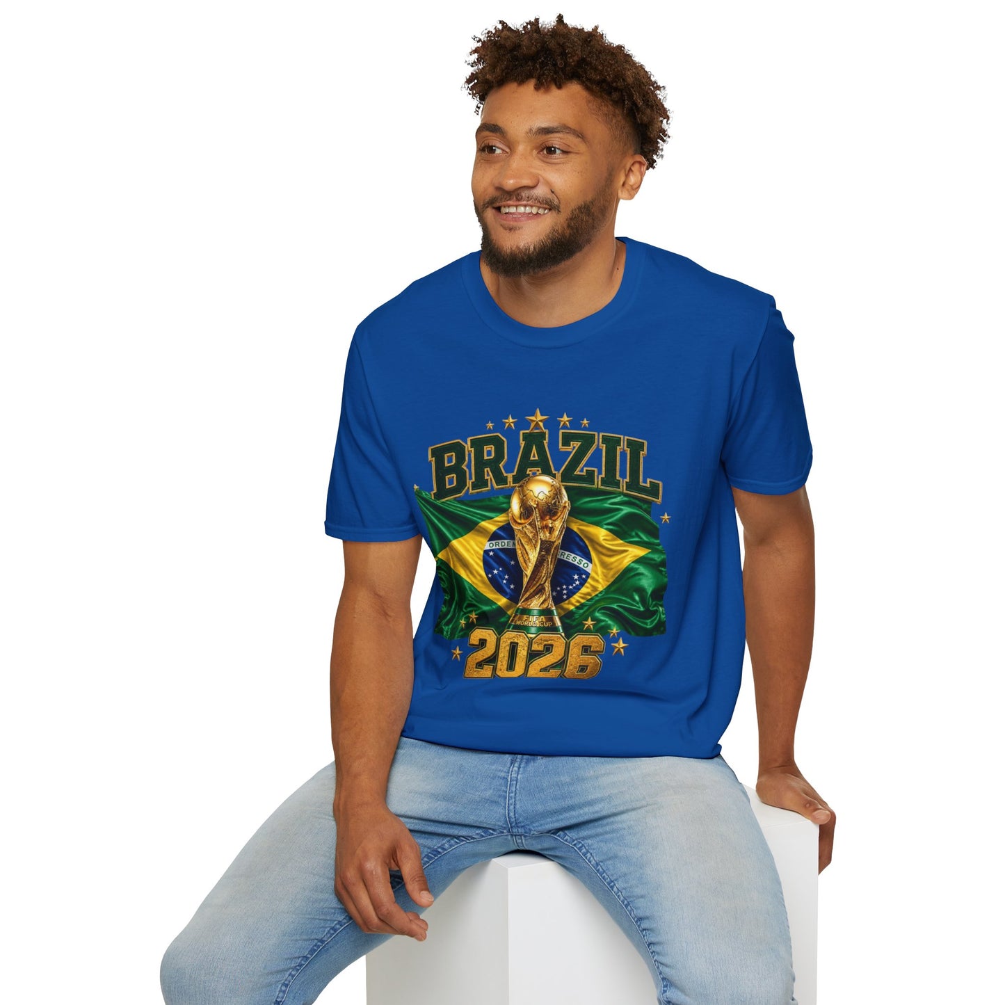 Brazil 2026 World Cup T-Shirt — Golden Trophy & Flag Soccer Fan Tee