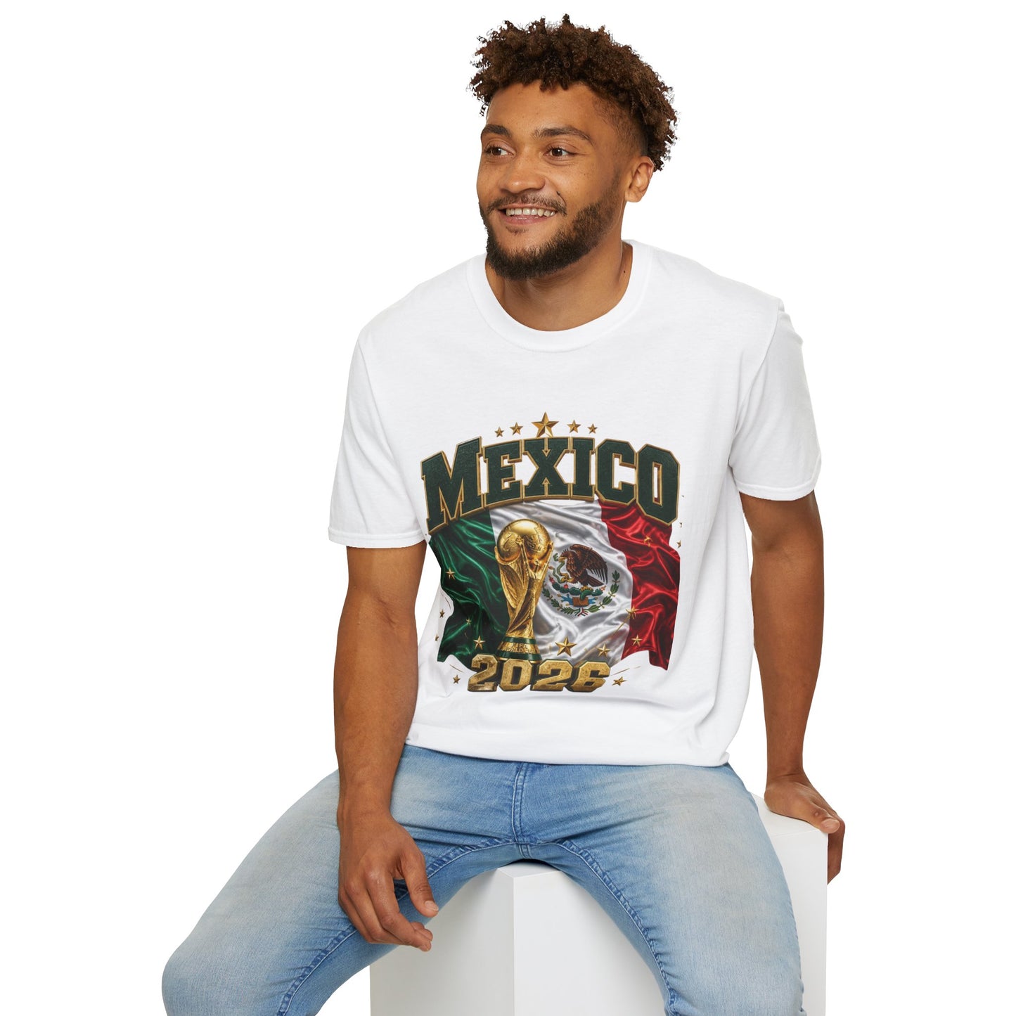 Mexico 2026 Soccer World Cup Tee — Mexican Flag & Trophy Design