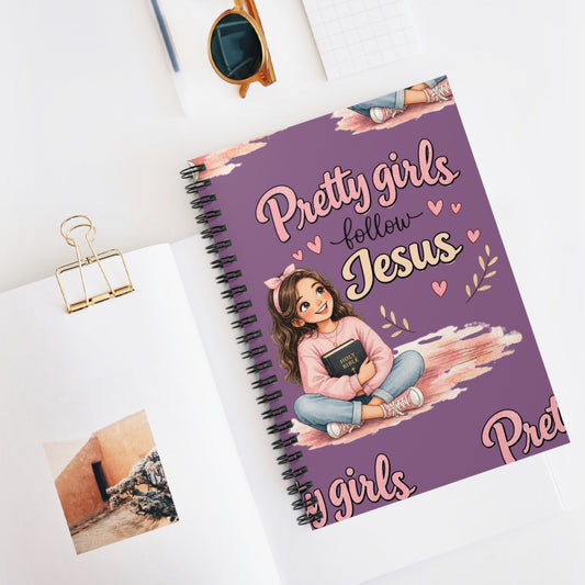 Faithful Girls Spiral Notebook — "Pretty Girls Follow Jesus" Ruled Journal
