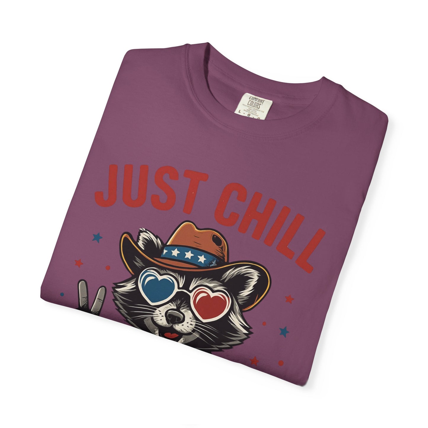 Fourth of July T-Shirt — "Just Chill The Fourth Out" Patriotic Raccoon Tee