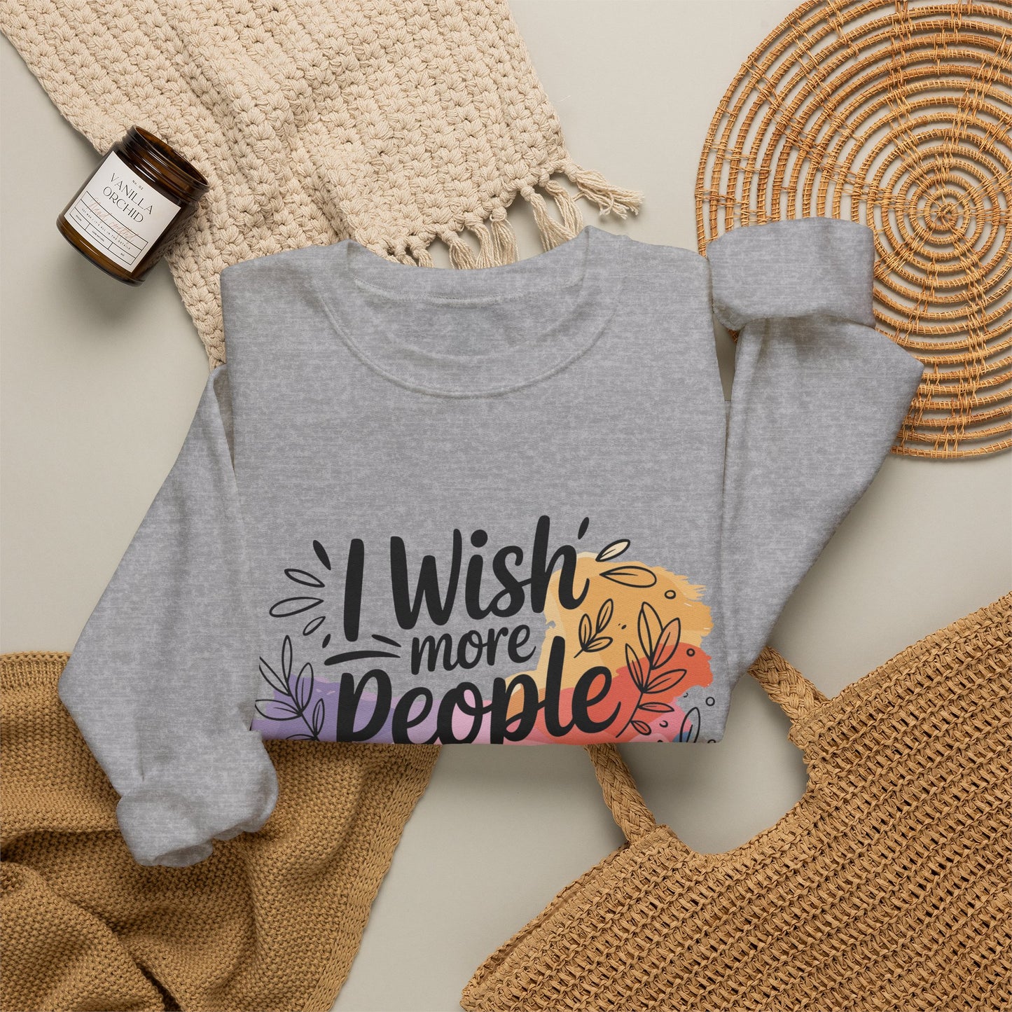 Crewneck Sweatshirt - "I Wish More People Were Fluent in Silence" Floral Graphic