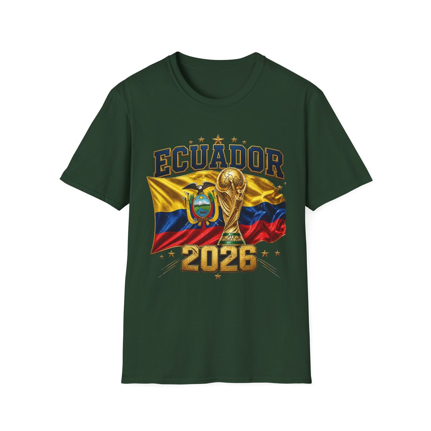 Ecuador 2026 World Cup T-Shirt — Ecuador Flag & Trophy Soccer Fan Tee