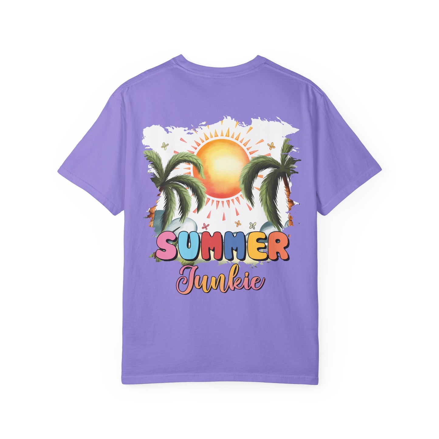 Floral Beach Vibes T-Shirt — Colorful Daisy & Palm Graphic Tee