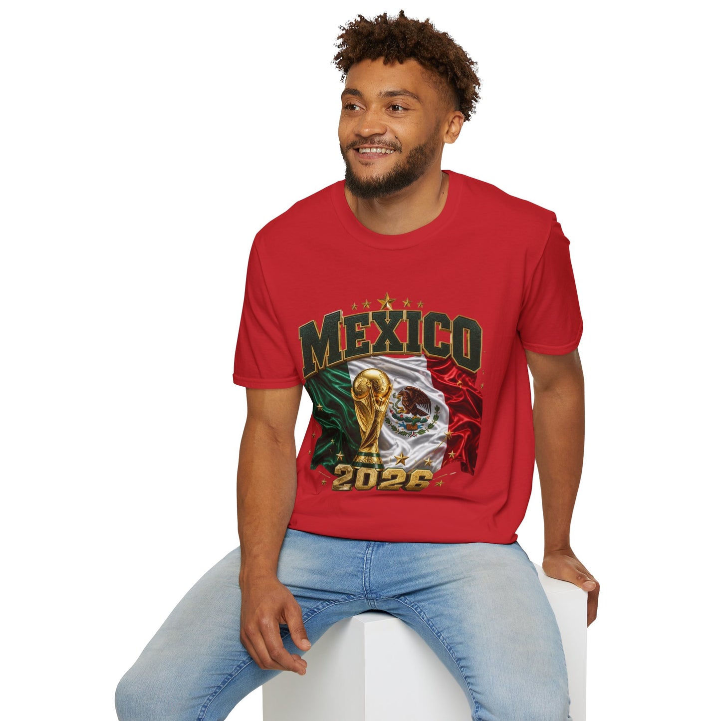 Mexico 2026 Soccer World Cup Tee — Mexican Flag & Trophy Design
