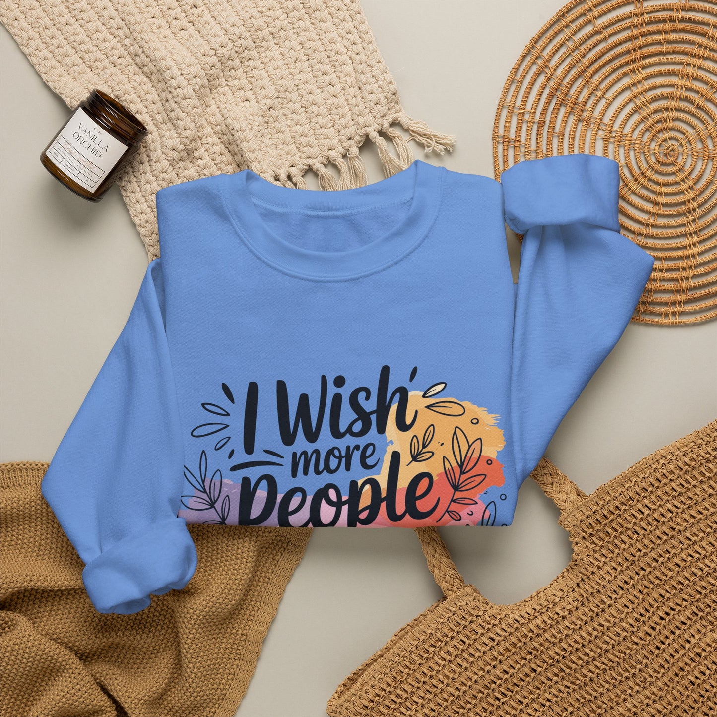 Crewneck Sweatshirt - "I Wish More People Were Fluent in Silence" Floral Graphic
