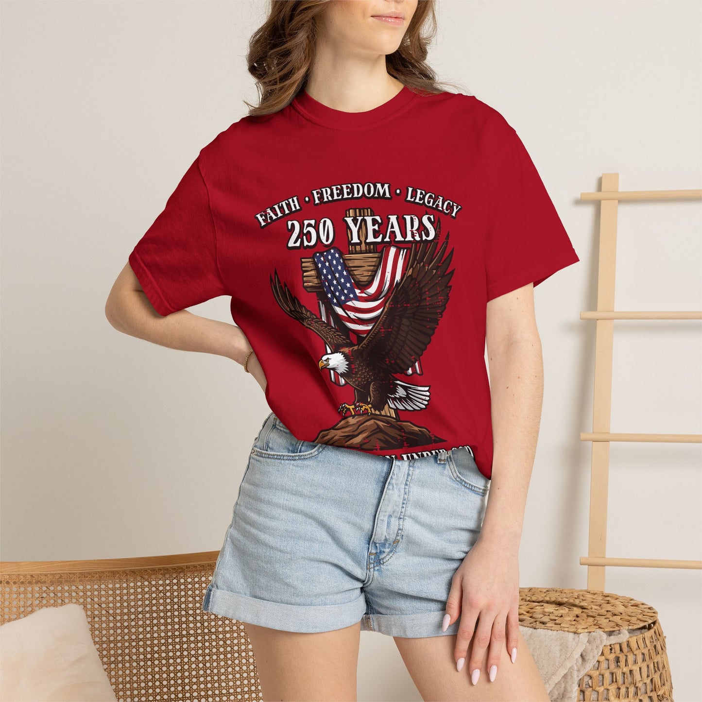 Patriotic Eagle T-Shirt — "250 Years" One Nation Under God (1776–2026)