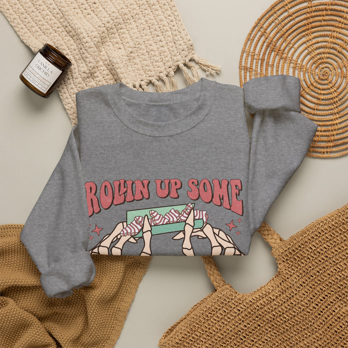 Christmas Spirit Sweatshirt — "Rollin Up Some Christmas Spirit" Holiday Crewneck