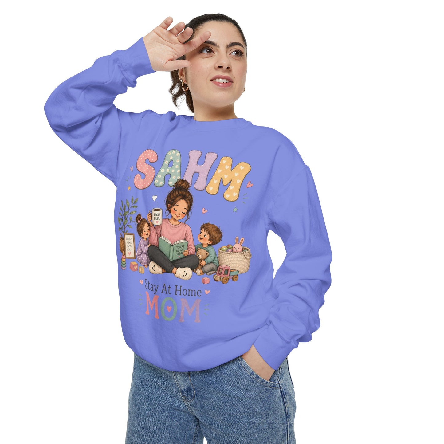 Stay At Home Mom Sweatshirt — SAHM Cozy Family Graphic Sweatshirt