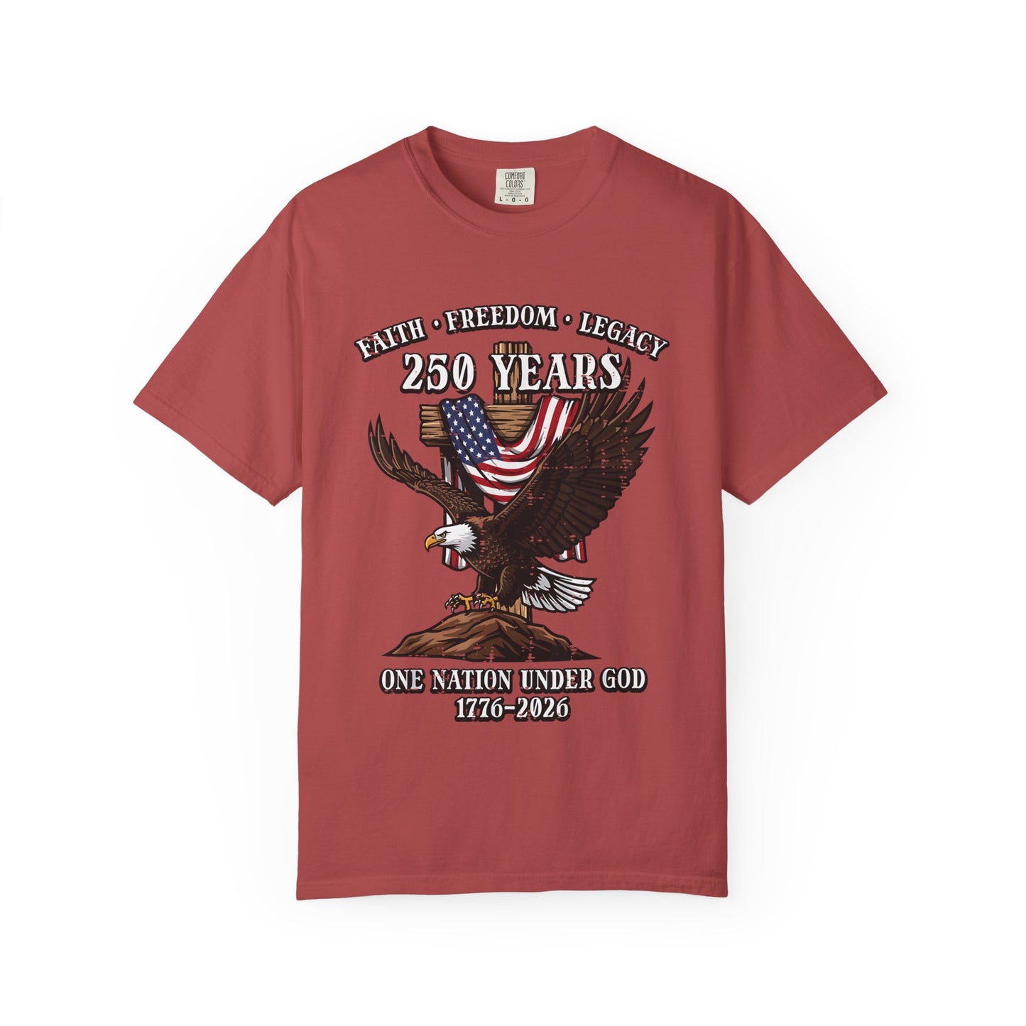 Patriotic Eagle T-Shirt — "250 Years" One Nation Under God (1776–2026)