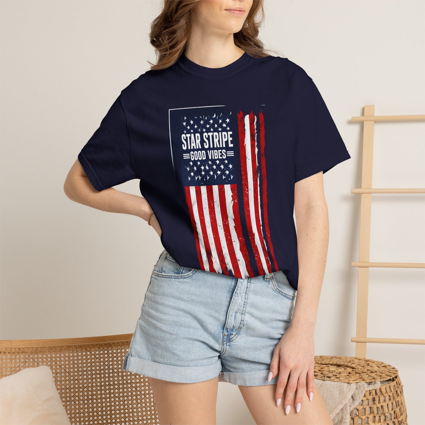 Patriotic "Star Stripe Good Vibes" T-Shirt