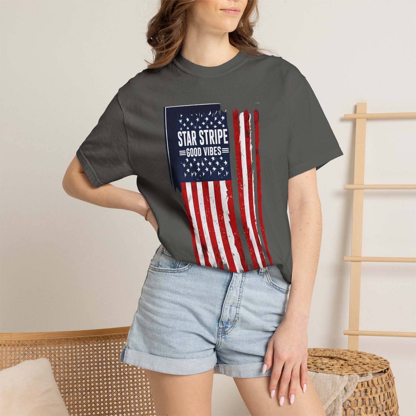 Patriotic "Star Stripe Good Vibes" T-Shirt