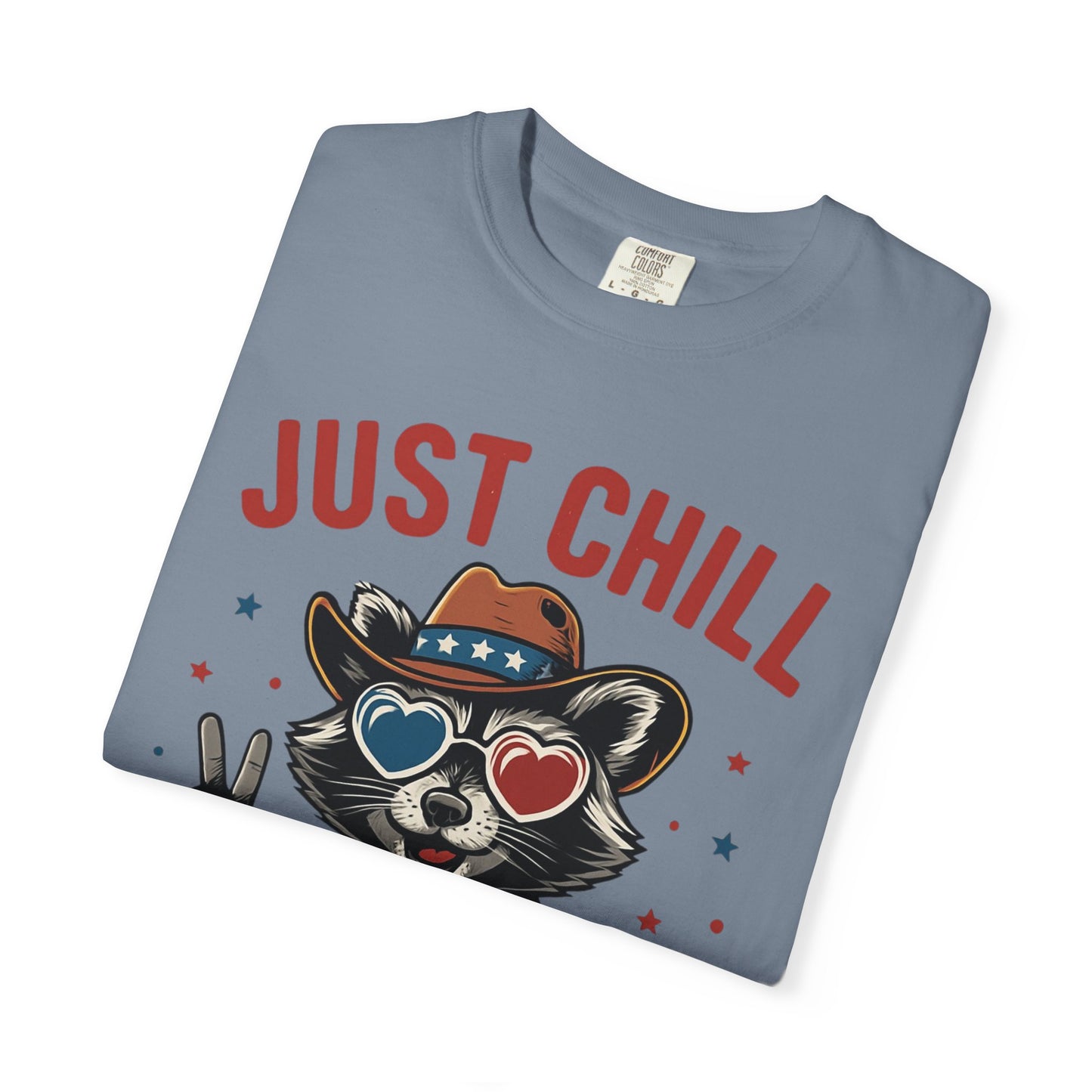 Fourth of July T-Shirt — "Just Chill The Fourth Out" Patriotic Raccoon Tee