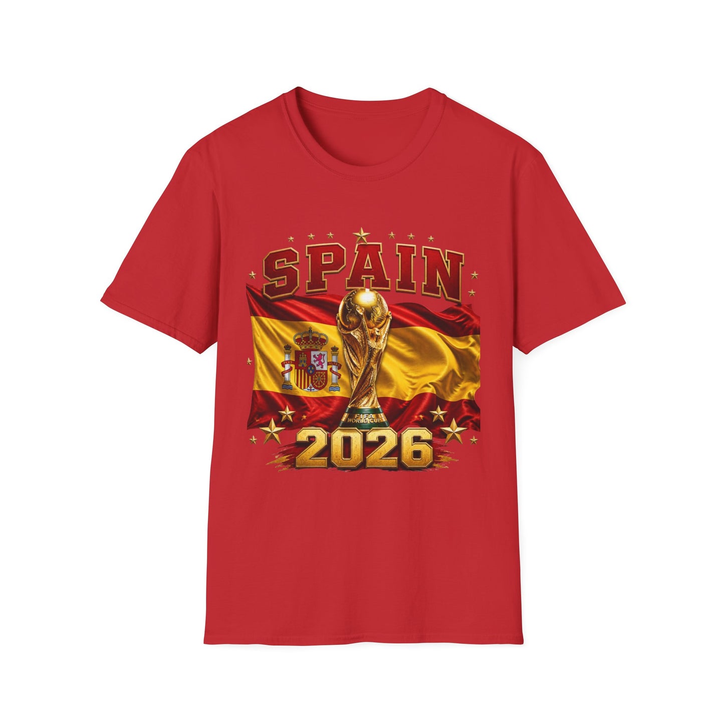 Spain 2026 World Cup Tee — Spanish Flag & Trophy Soccer Shirt