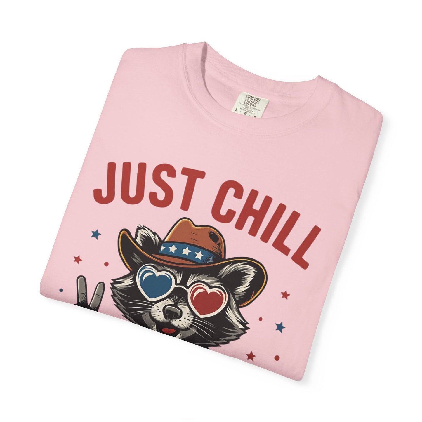 Fourth of July T-Shirt — "Just Chill The Fourth Out" Patriotic Raccoon Tee