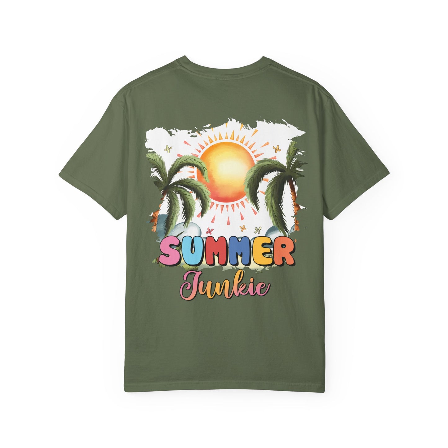 Floral Beach Vibes T-Shirt — Colorful Daisy & Palm Graphic Tee