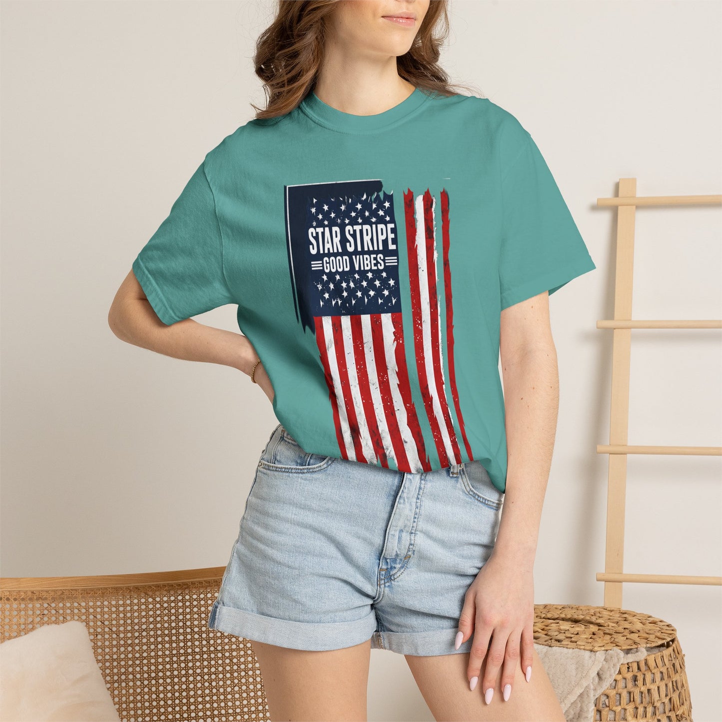 Patriotic "Star Stripe Good Vibes" T-Shirt