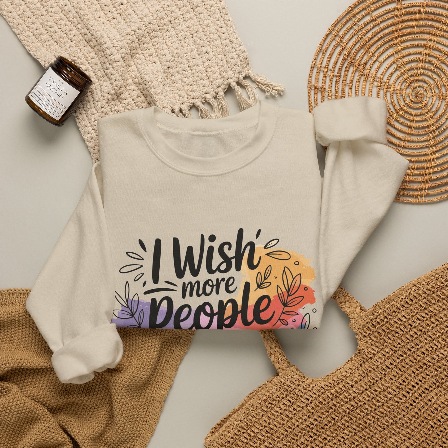Crewneck Sweatshirt - "I Wish More People Were Fluent in Silence" Floral Graphic