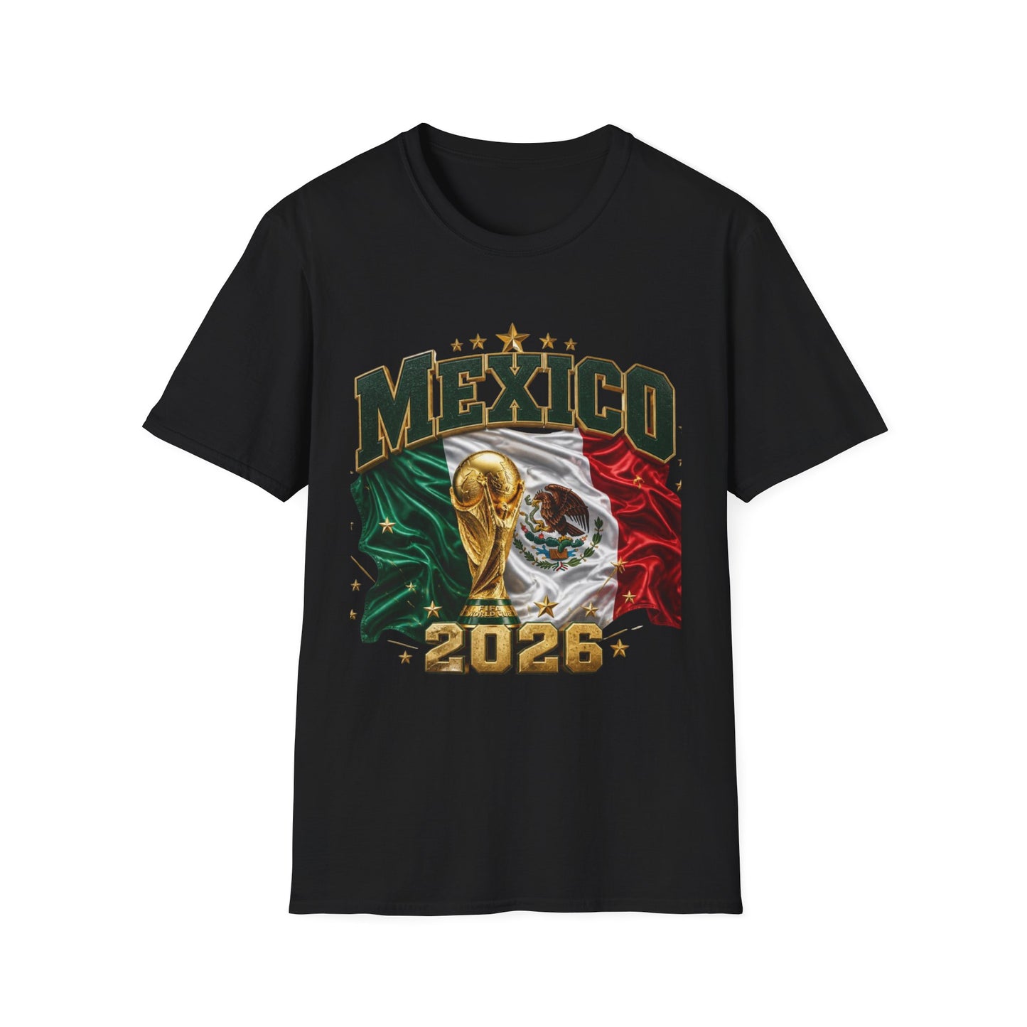 Mexico 2026 Soccer World Cup Tee — Mexican Flag & Trophy Design