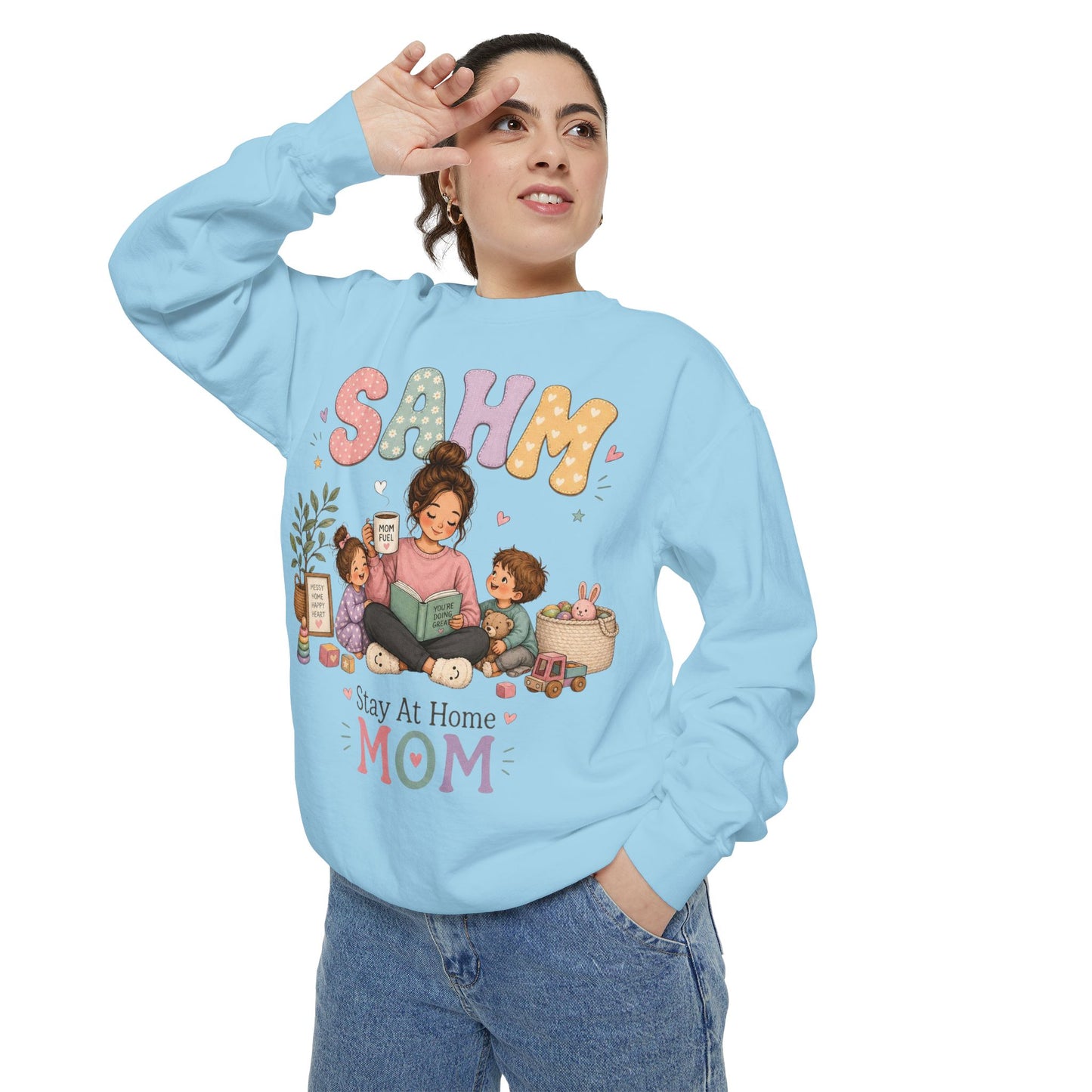 Stay At Home Mom Sweatshirt — SAHM Cozy Family Graphic Sweatshirt
