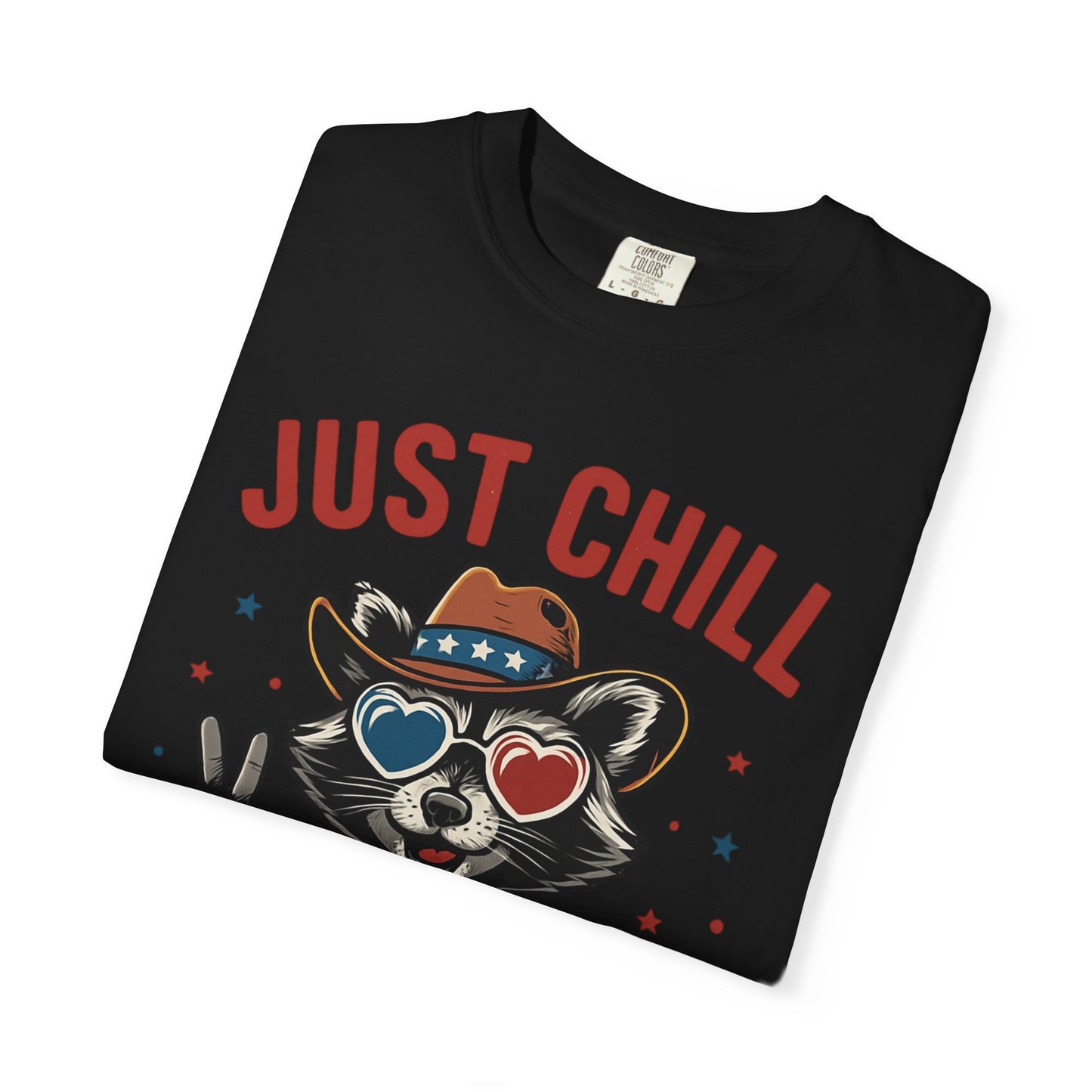 Fourth of July T-Shirt — "Just Chill The Fourth Out" Patriotic Raccoon Tee