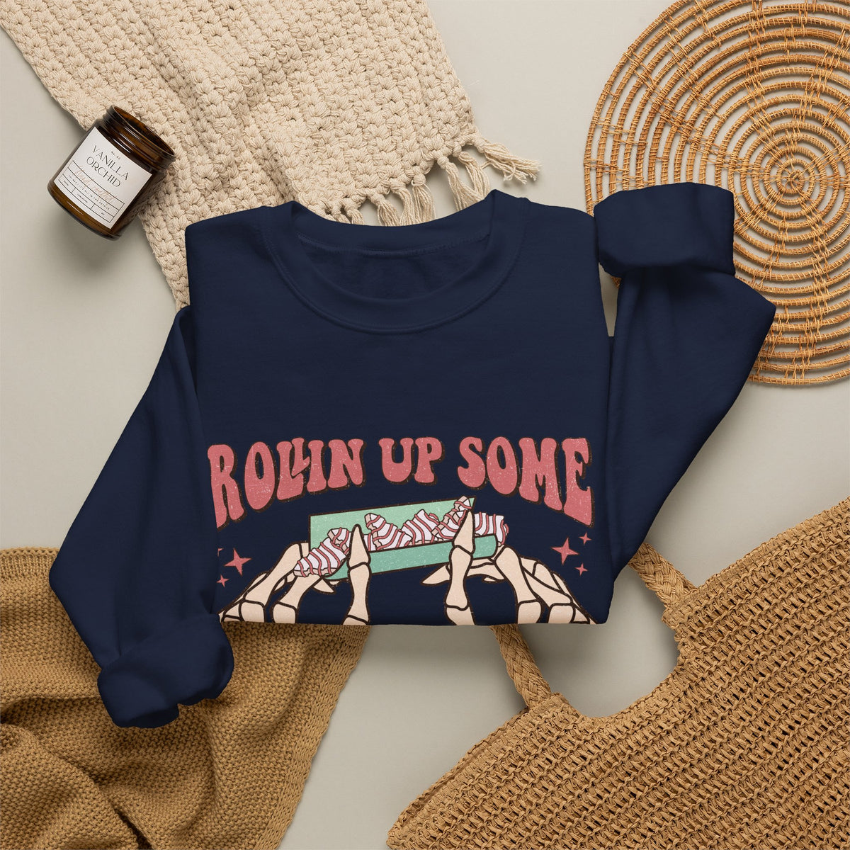Christmas Spirit Sweatshirt — "Rollin Up Some Christmas Spirit" Holiday Crewneck