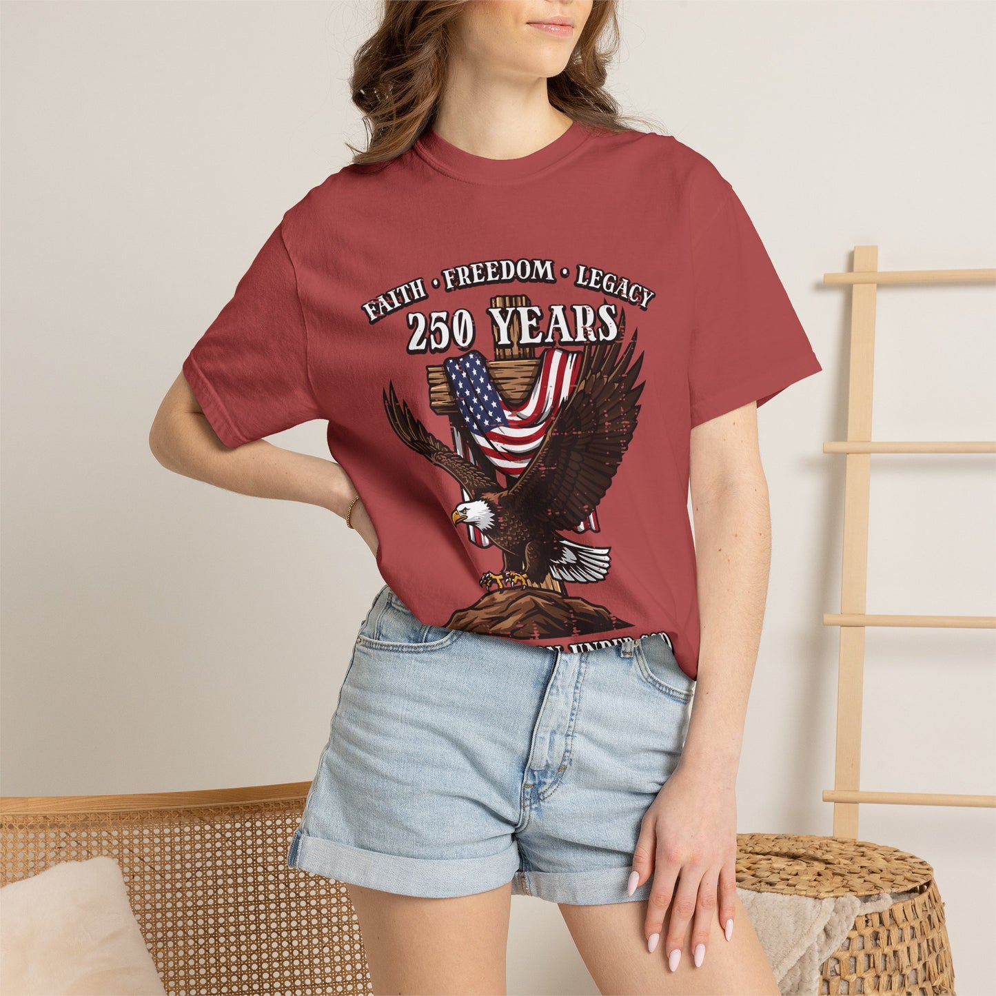 Patriotic Eagle T-Shirt — "250 Years" One Nation Under God (1776–2026)