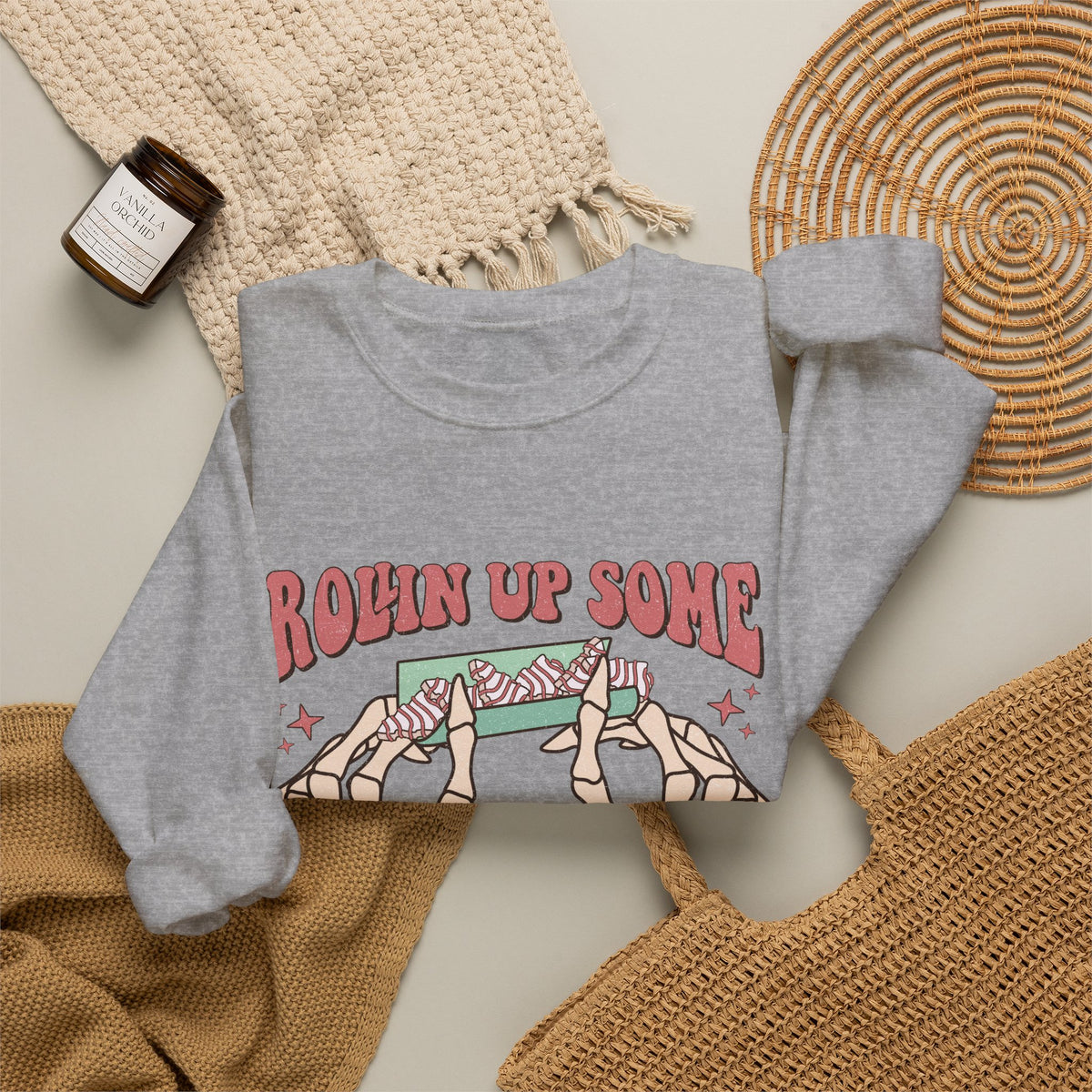 Christmas Spirit Sweatshirt — "Rollin Up Some Christmas Spirit" Holiday Crewneck