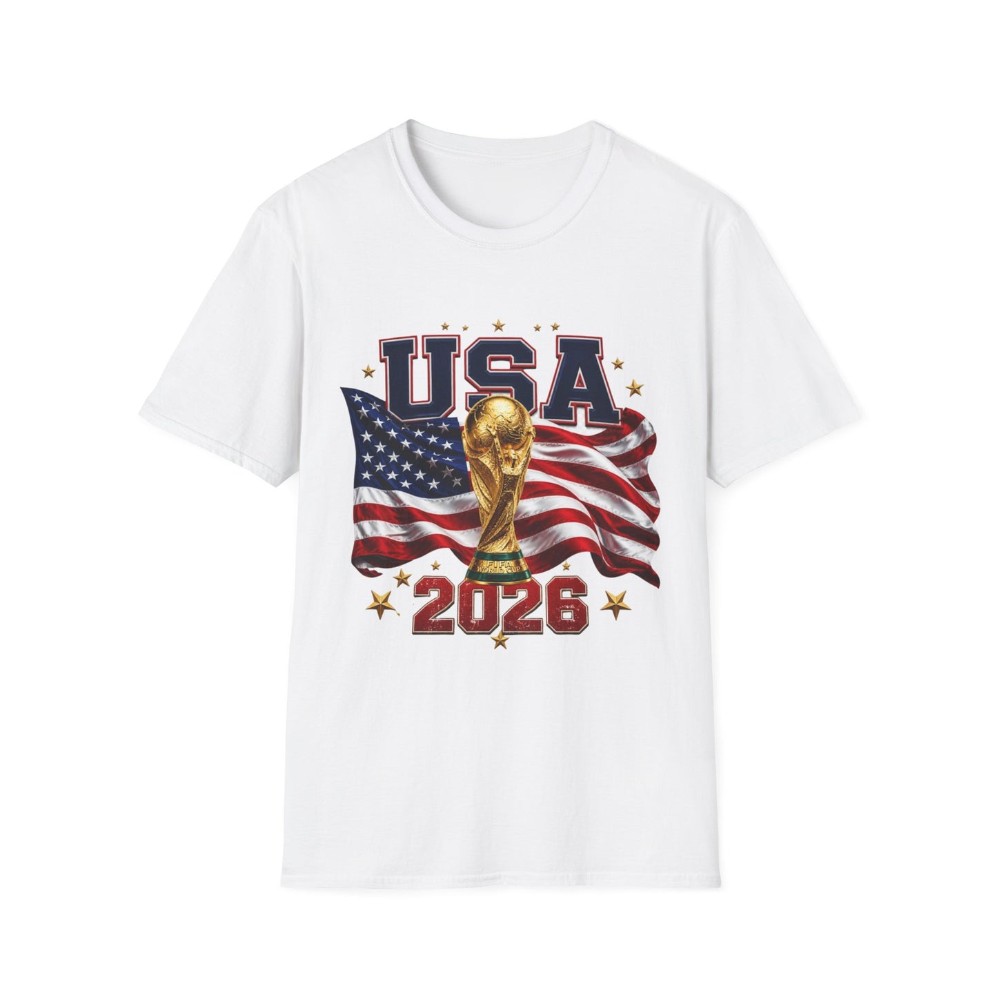 USA 2026 Soccer World Cup T-Shirt — American Flag & Trophy Fan Tee