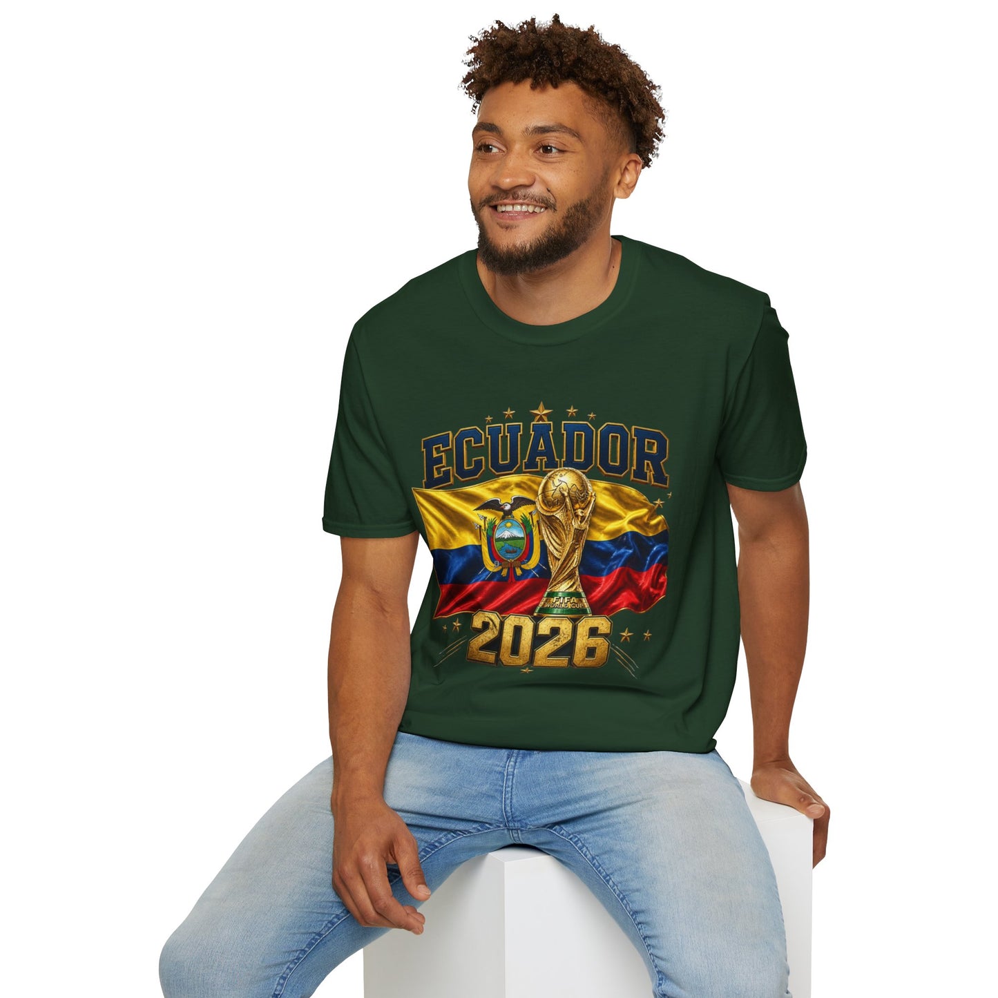 Ecuador 2026 World Cup T-Shirt — Ecuador Flag & Trophy Soccer Fan Tee