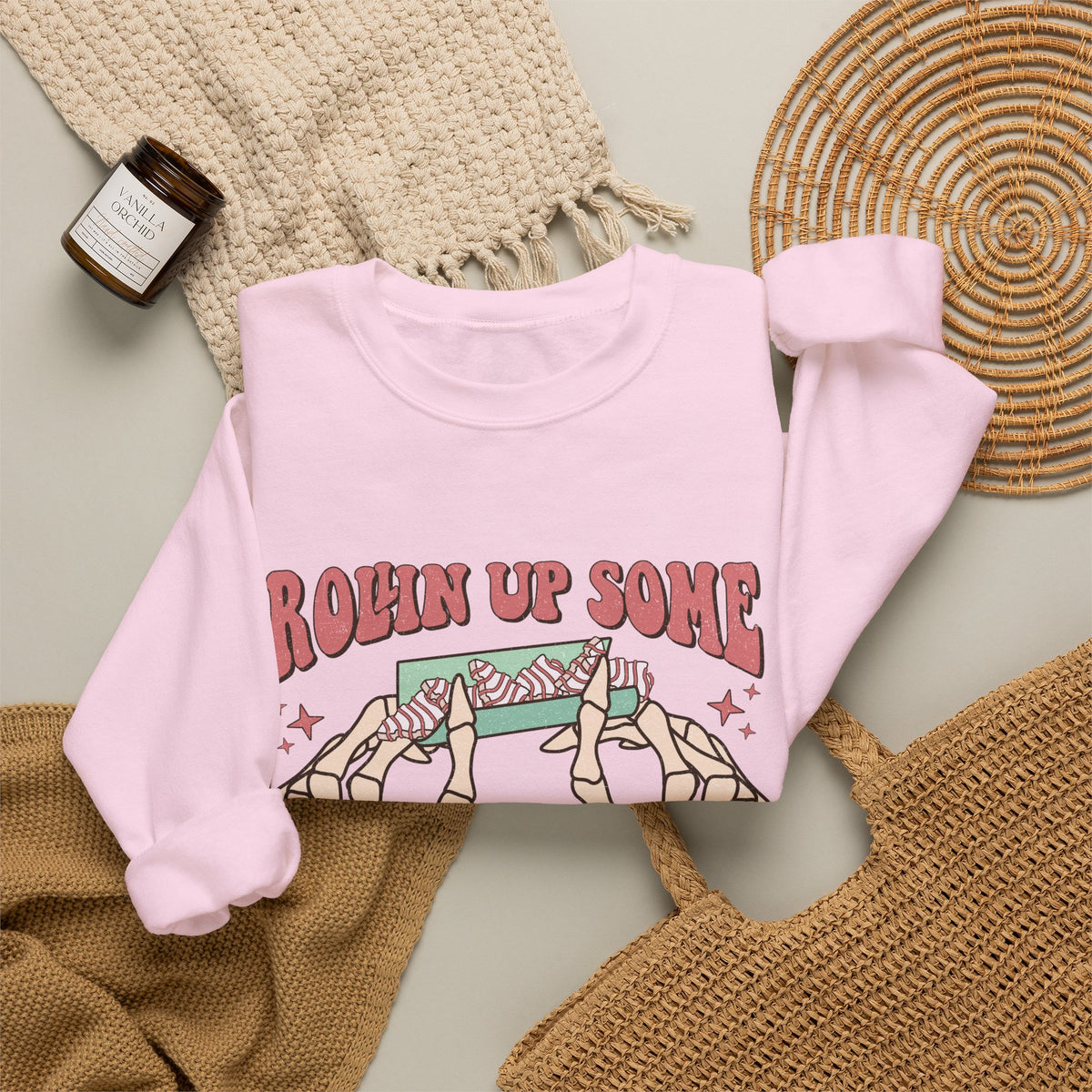 Christmas Spirit Sweatshirt — "Rollin Up Some Christmas Spirit" Holiday Crewneck