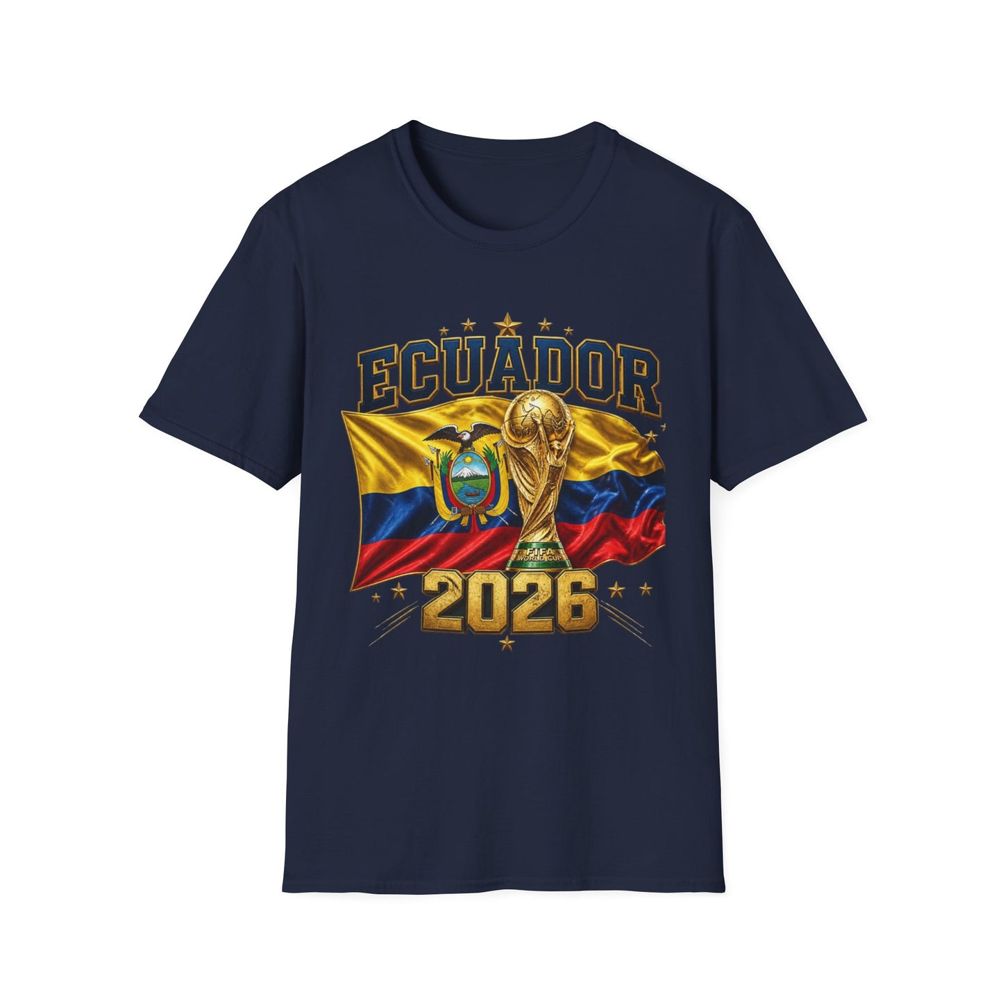 Ecuador 2026 World Cup T-Shirt — Ecuador Flag & Trophy Soccer Fan Tee