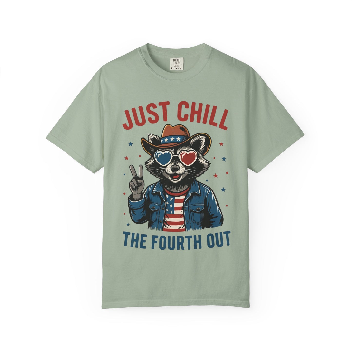 Fourth of July T-Shirt — "Just Chill The Fourth Out" Patriotic Raccoon Tee