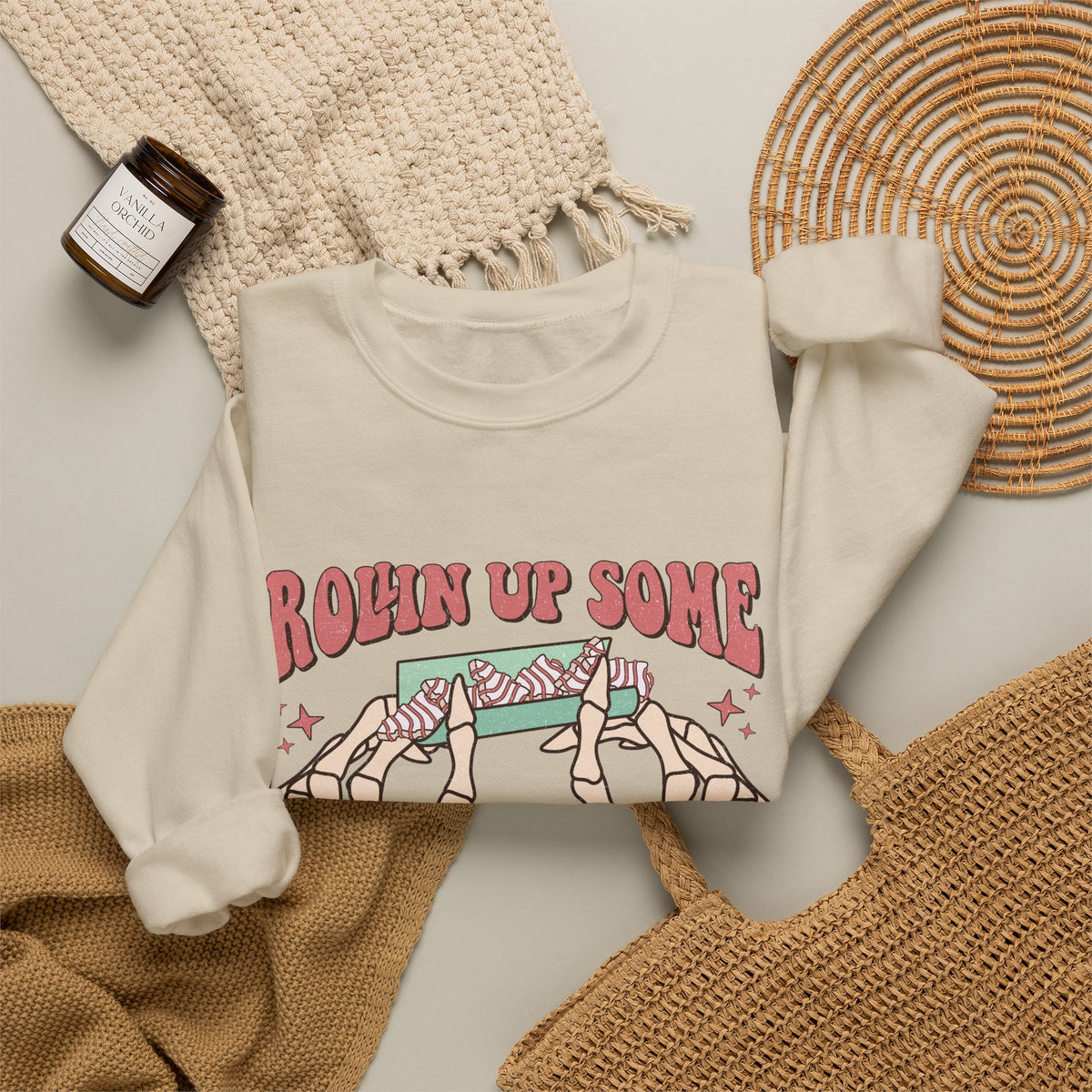 Christmas Spirit Sweatshirt — "Rollin Up Some Christmas Spirit" Holiday Crewneck